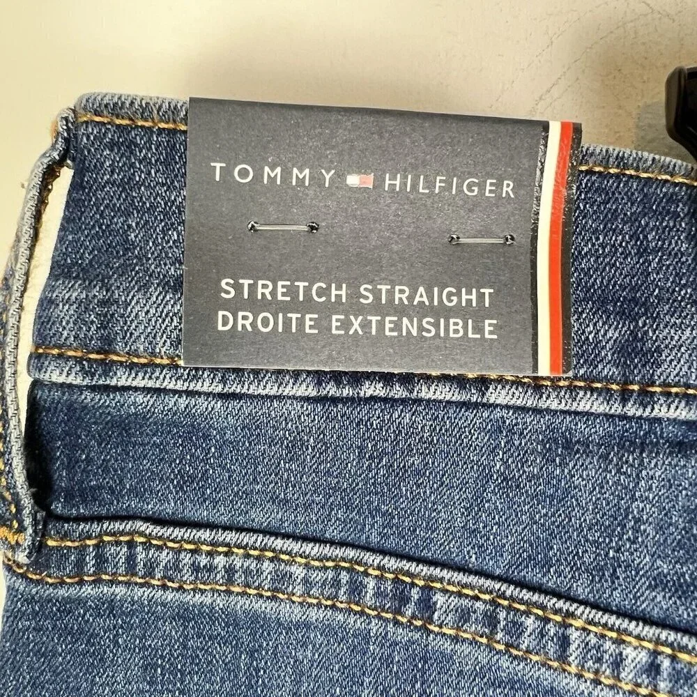 Tommy Hilfiger Men’s Straight Fit Stretch Jeans Size 40 x 30 Blue Dark Wash NWT - Picture 8 of 11